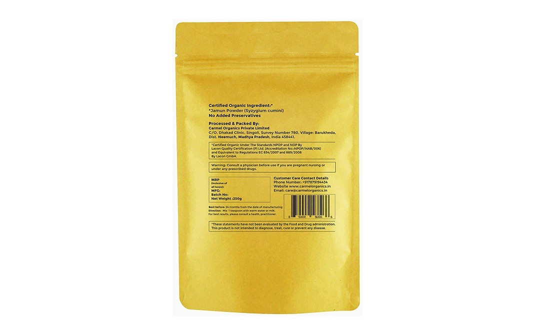 Carmel Organics Jamun Powder    Pack  250 grams